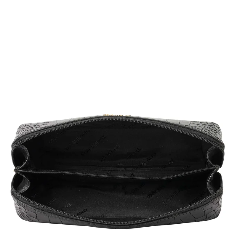Da Milano Croco Leather Multi Pouch - Black